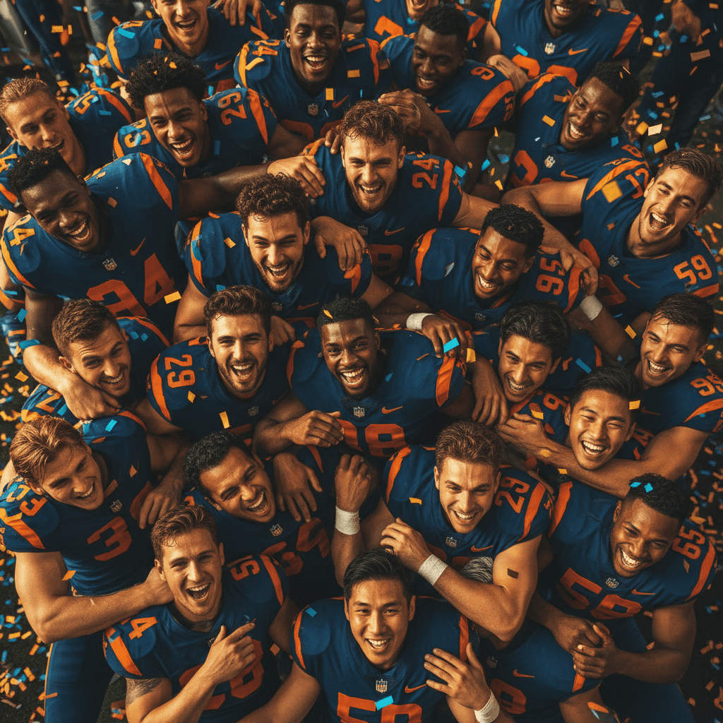 فريق كرة قدم يحتفل برفع البطولة